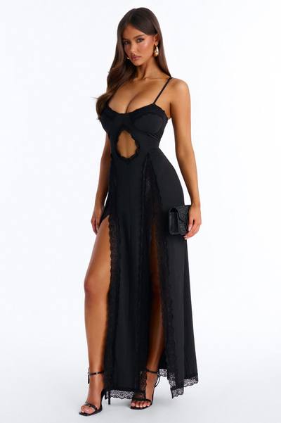 Untamed Love Lace Trim Maxi Dress - Black
