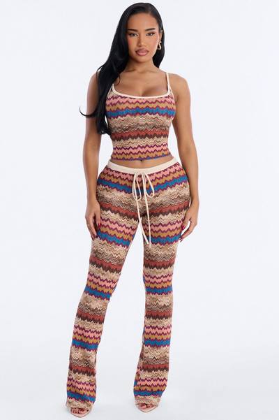 Jessi Chevron Pant Set - Rust/combo
