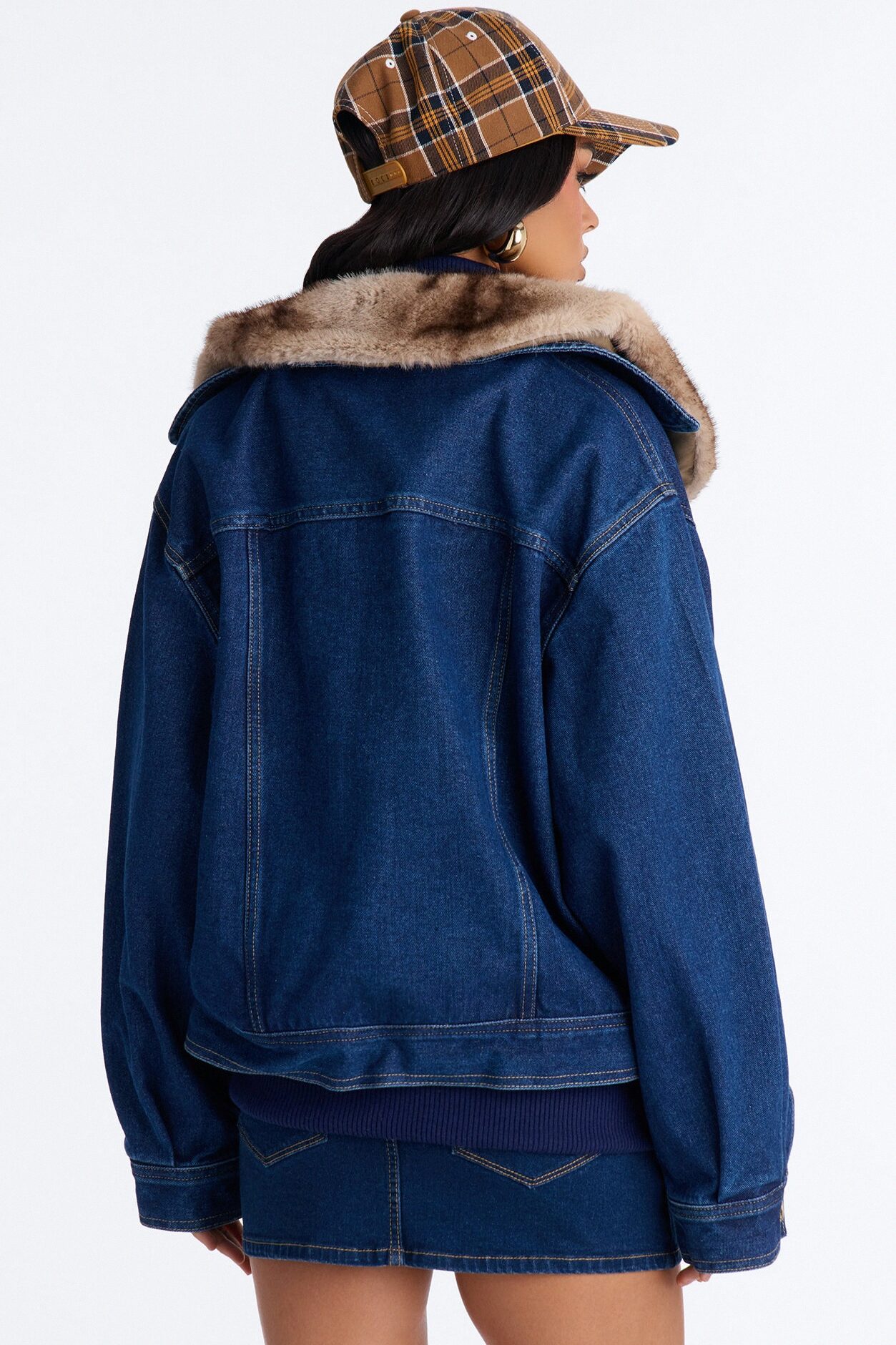 Aspen Baby Faux Fur Denim Jacket - Medium Wash