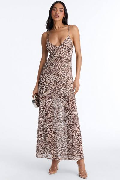 All Eyes On You Mesh Maxi Dress - Brown/combo