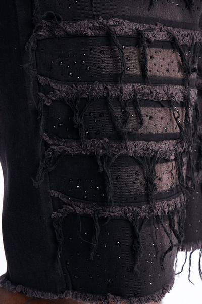 Relaxed Jeweled Havoc Denim Short - Black