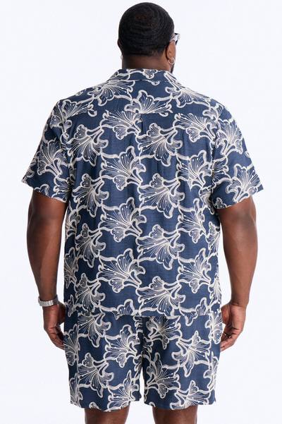 Coastal Drift Cuban Button Up Shirt - Navy