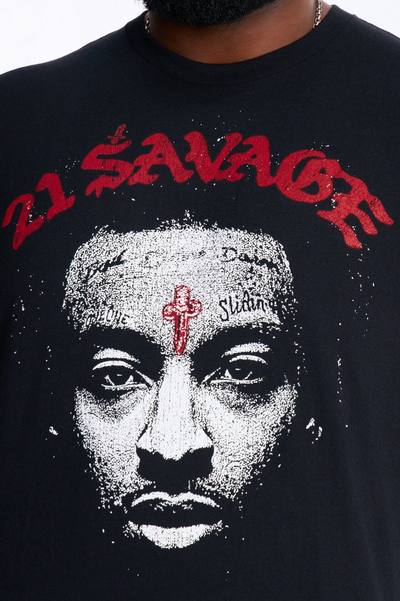 21 Savage Distressed Short Sleeve Tee - Black