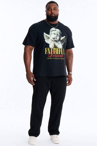 Faithful Forever Angel Short Sleeve Tee - Black