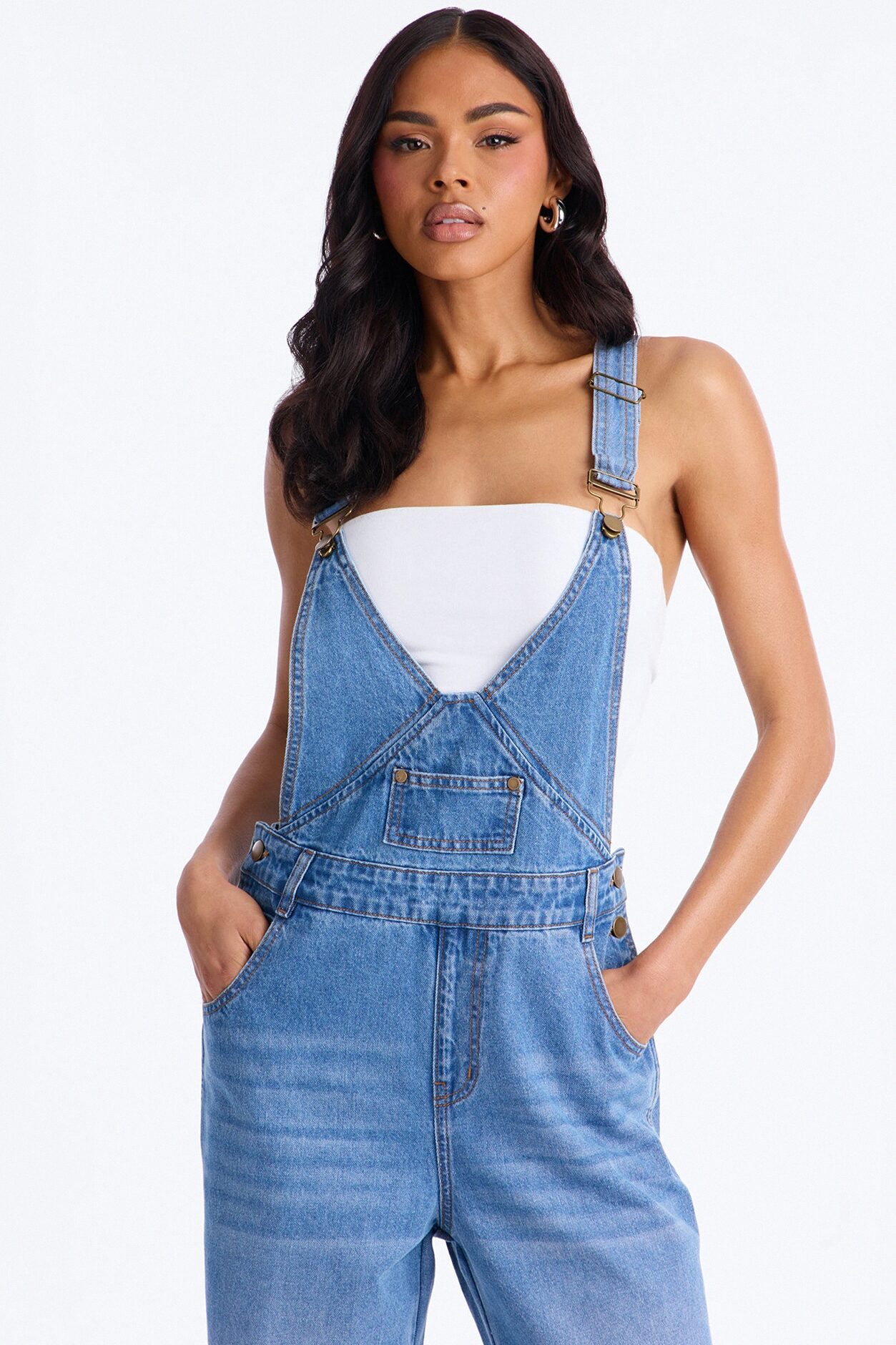 Ocean View Boyfriend Denim Overalls - Medium Wash