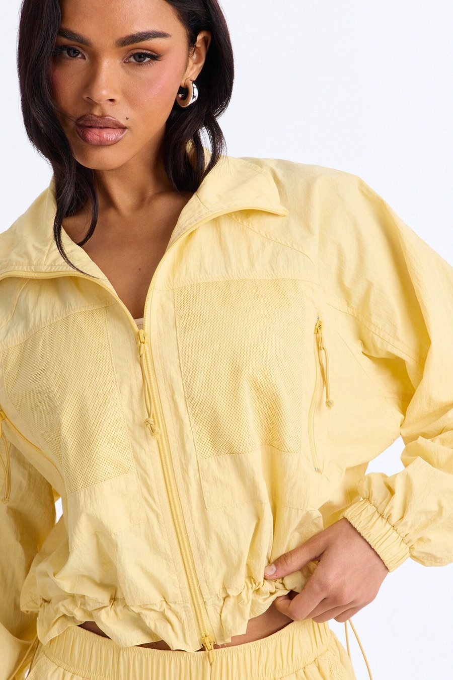 Stay Cool Cropped Windbreaker Jacket - Yellow