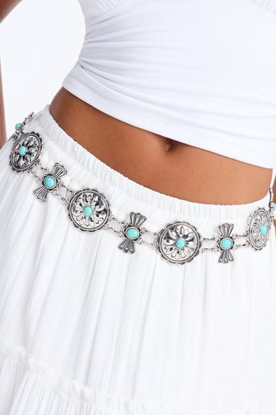 Dance With Me Chain Belt - Turquoise