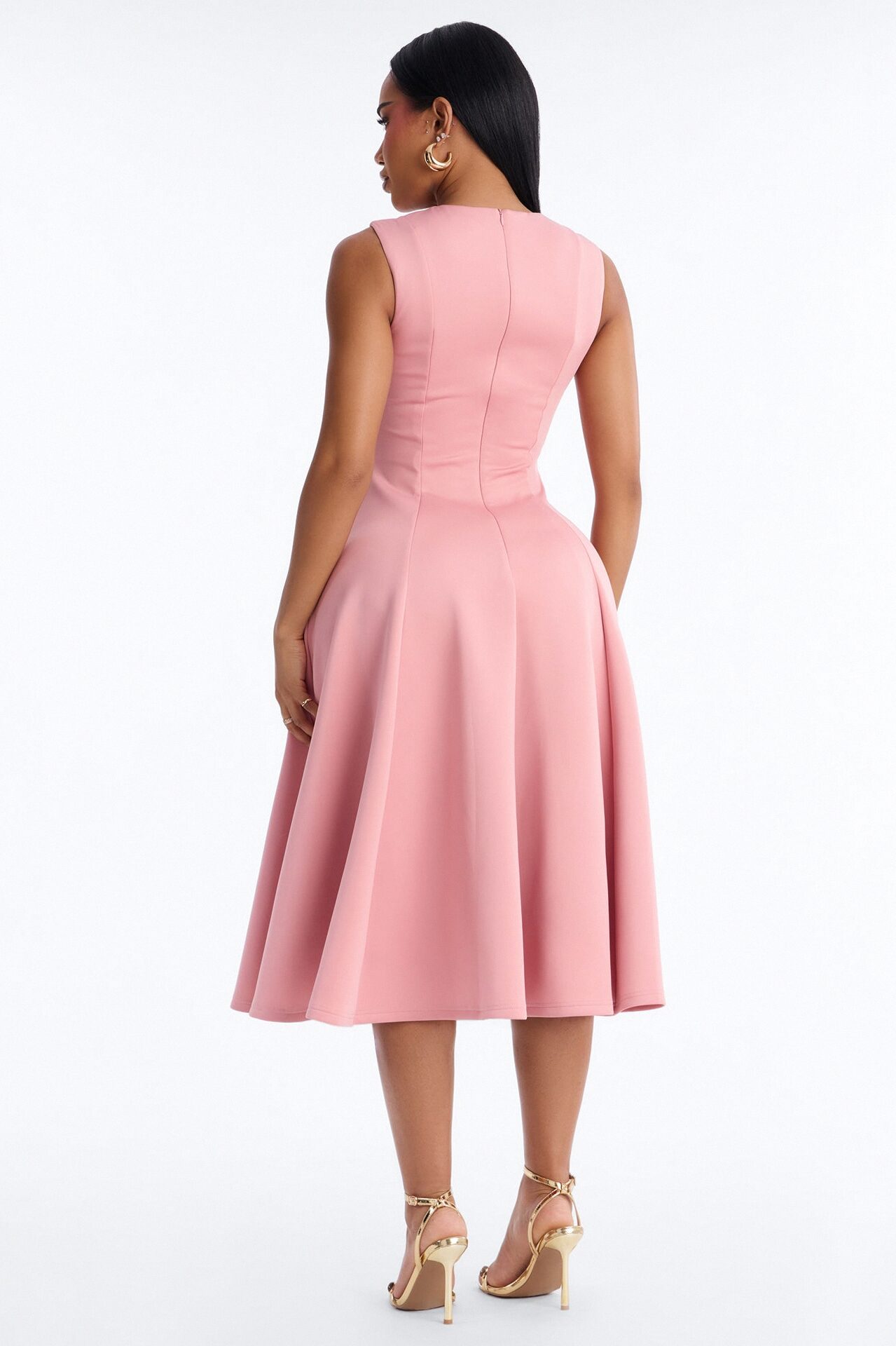 Mallie A Line Midi Dress - Mauve