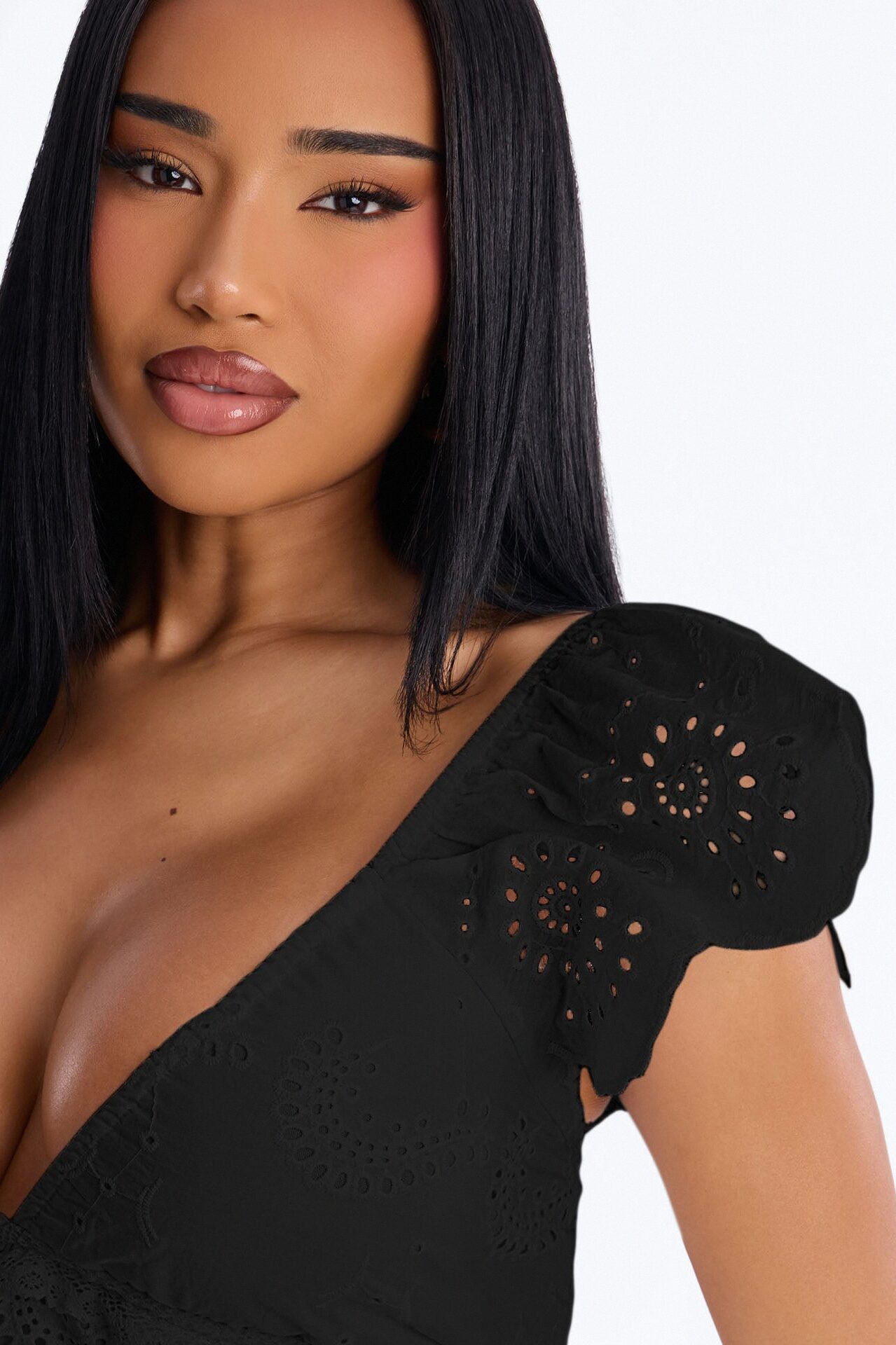 Odessa Eyelet Midi Dress - Black