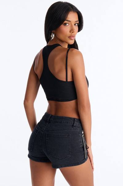 Here Comes Trouble 2Fer Cropped Tank - Black