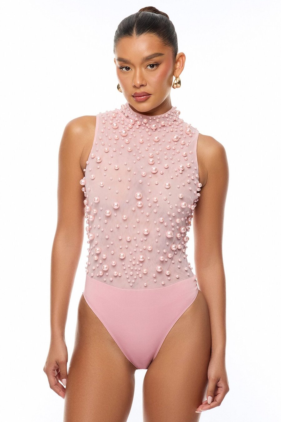 Pure Bliss Sheer Pearl Bodysuit - Pink