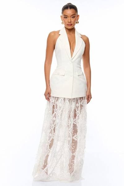 Call It Classy Halter Lace Skirt Set - White