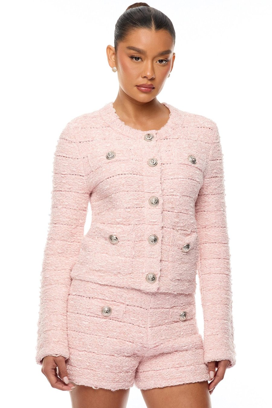 Breanna Tweed Short Set - Pink