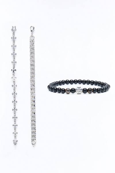 Crossfire Trinity Armor Bracelet Set - Silver