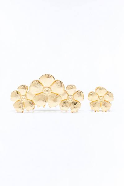 Sunset Flowers Claw Hair Clip 2 Piece Set - Gold