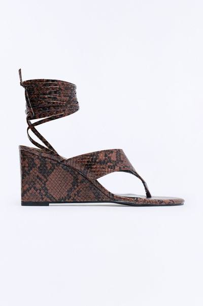 Alexia Thong Wrap Up Wedges - Black/combo