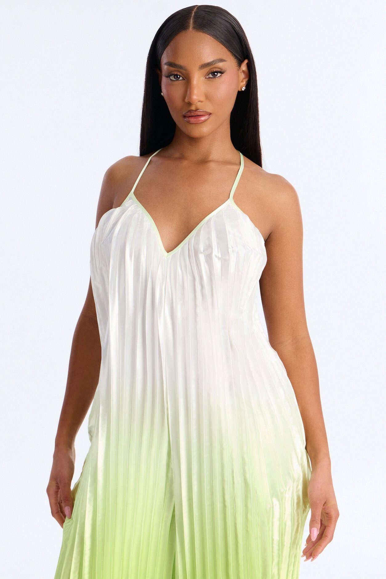 Paige Satin Ombre Wide Leg Jumpsuit - Green