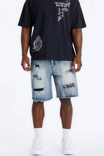 Relaxed Paisley District Denim Short - Medium Blue Wash