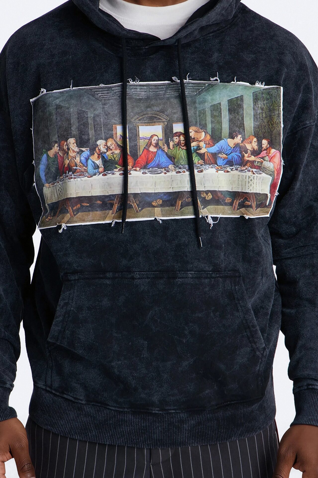 Last Supper Mineral Wash Hoodie - Black Wash