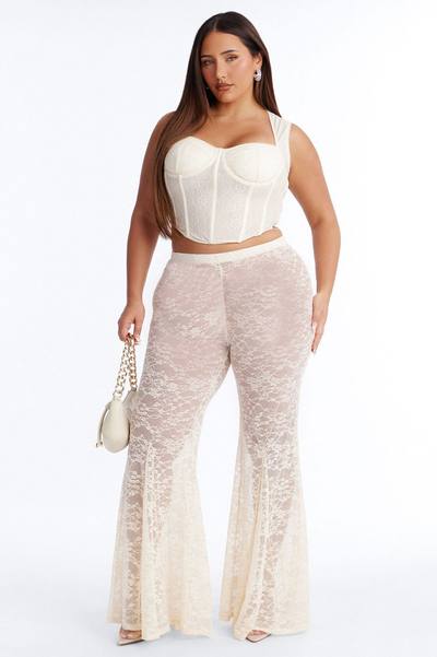Emmalyn Lace Flare Pant - Cream