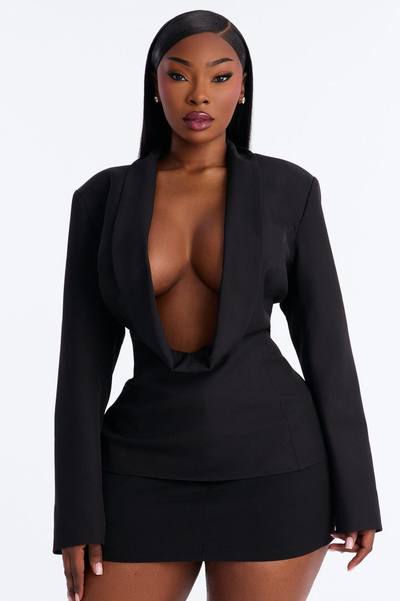 She Means Business Shoulder Pads Twill Top - Black