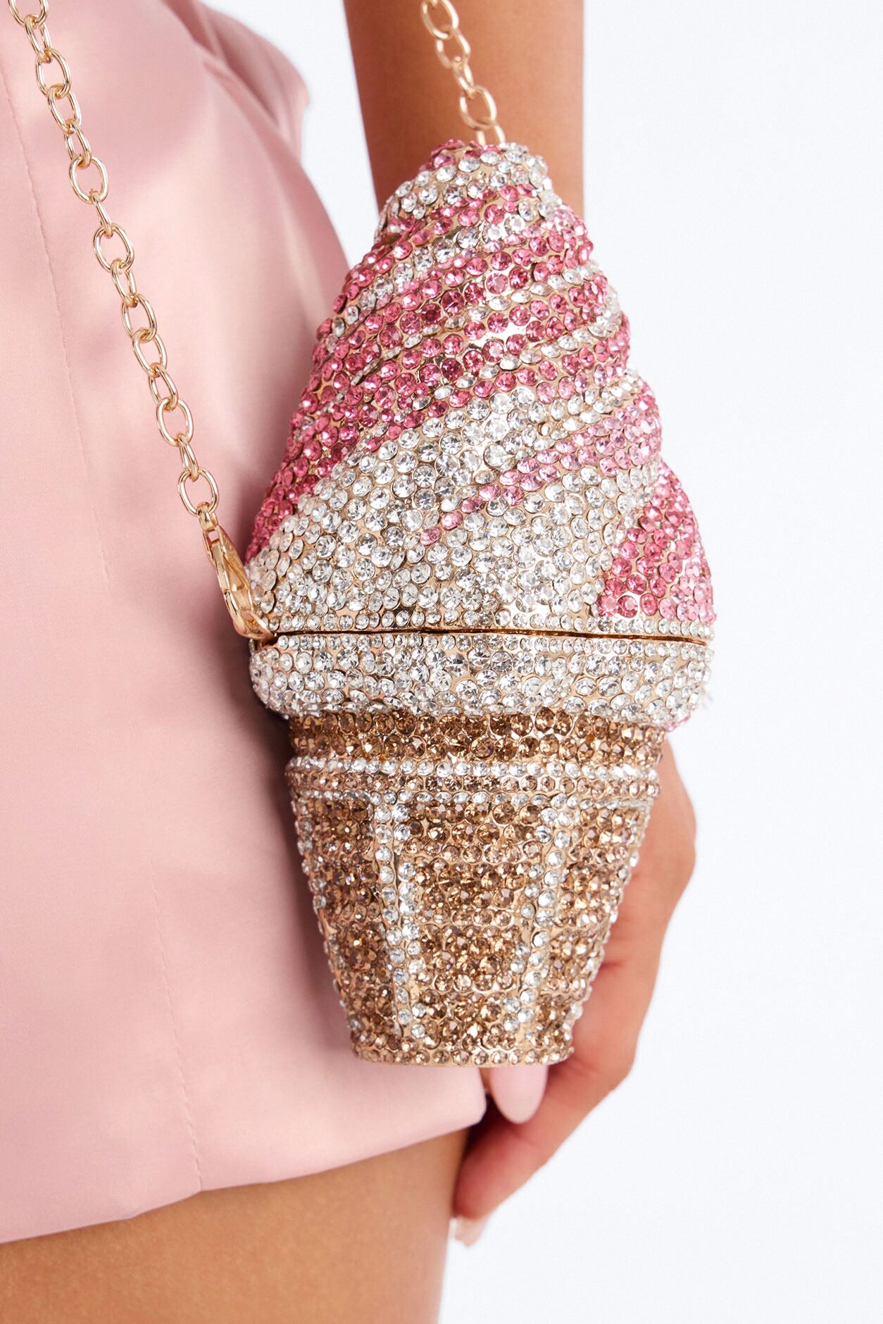Scoop Of Sparkle Rhinestone Clutch - Gold/Multi