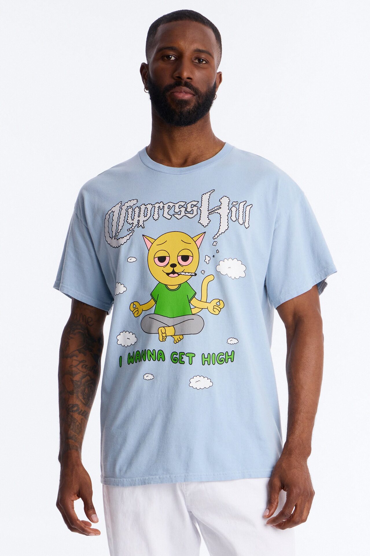 Cypress Hill I Wanna Get High Boxy Short Sleeve Tee - Light Blue
