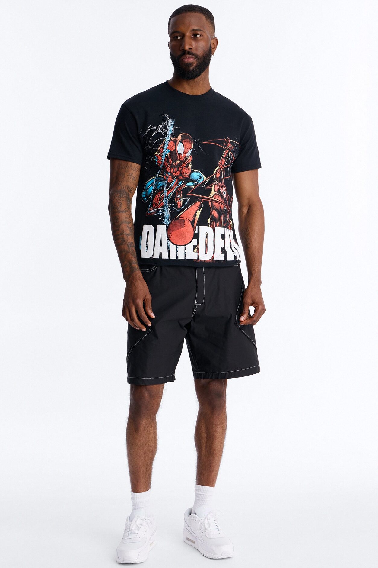 Daredevil And Spiderman Boxy Short Sleeve Tee - Black