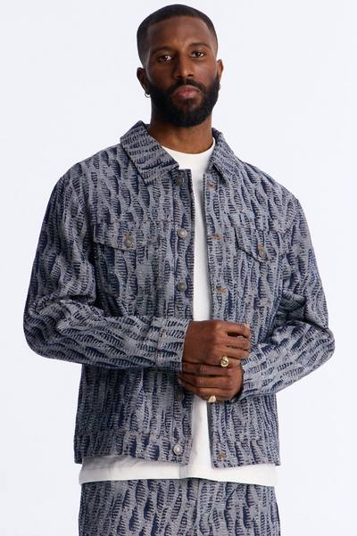 Cropped Matrix Denim Trucker Jacket - Dark Wash
