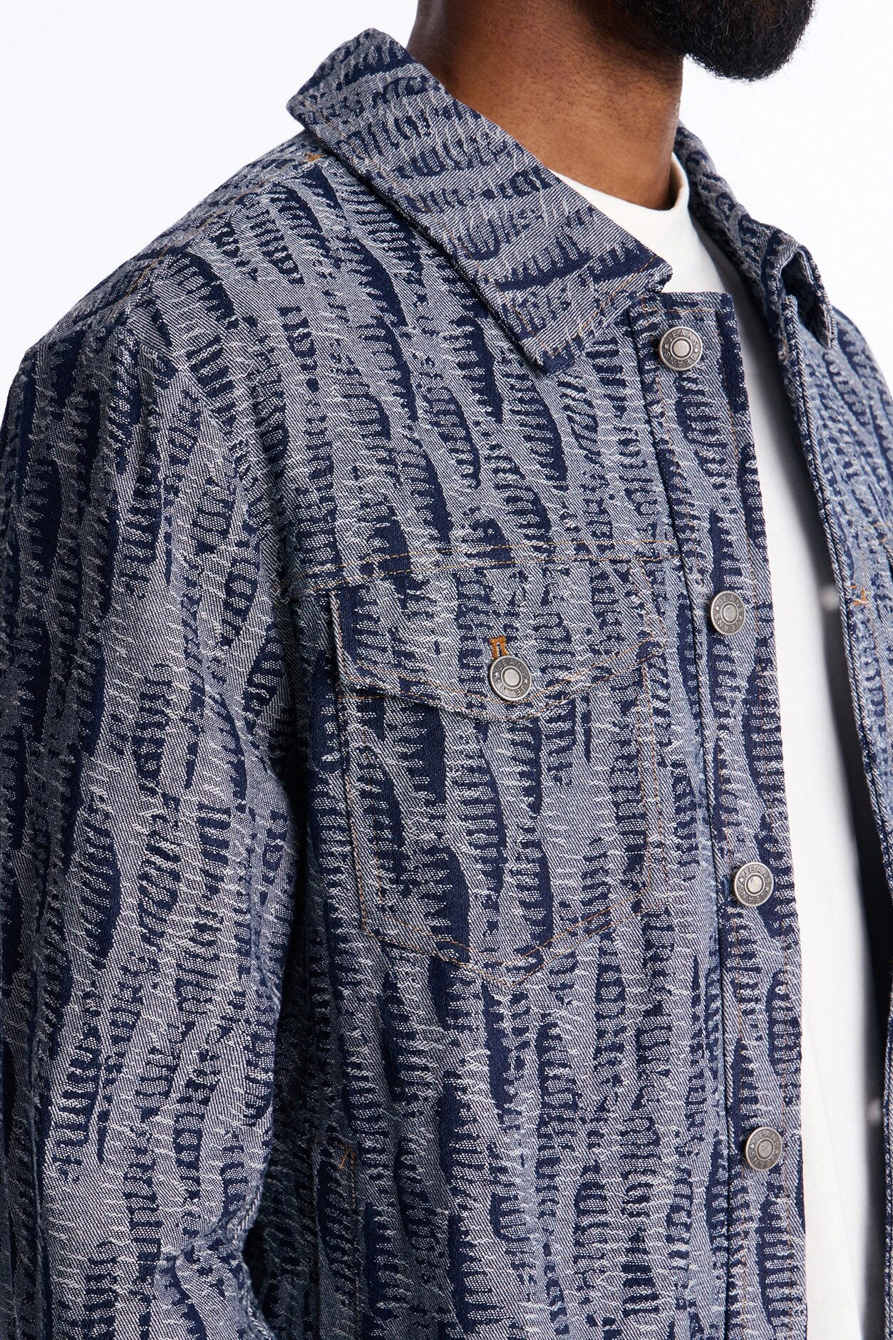 Cropped Matrix Denim Trucker Jacket - Dark Wash