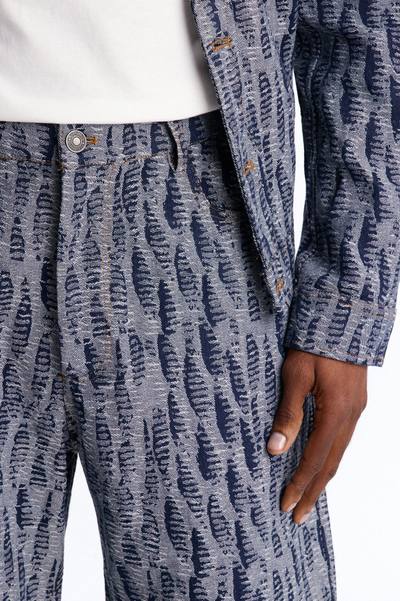 Relaxed Matrix Jacquard Denim Short - Dark Wash