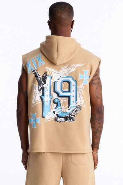 Fly Eagles Sleeveless Hoodie - Khaki