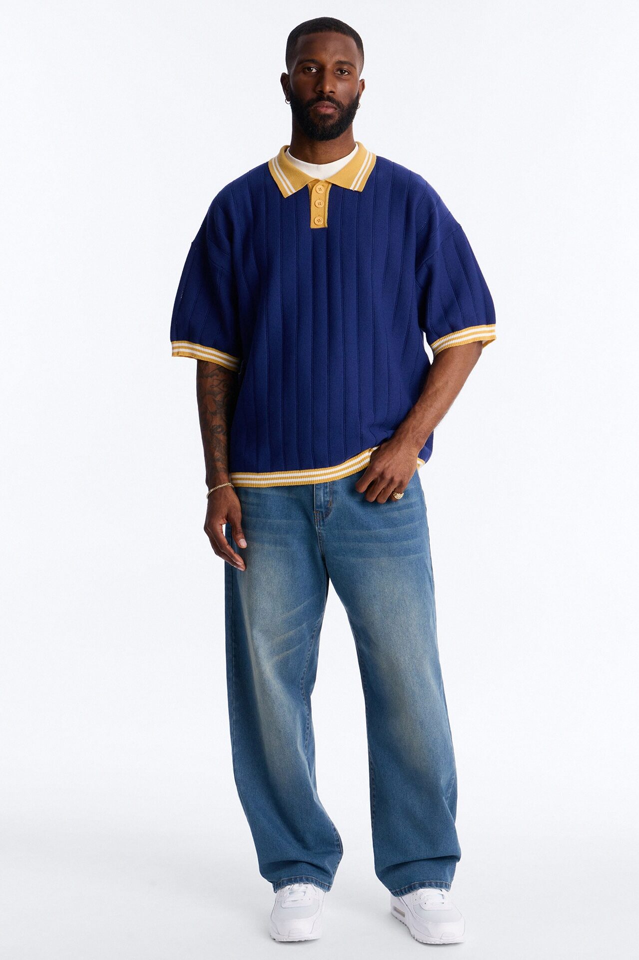 Singleton Short Sleeve Knit Polo - Navy