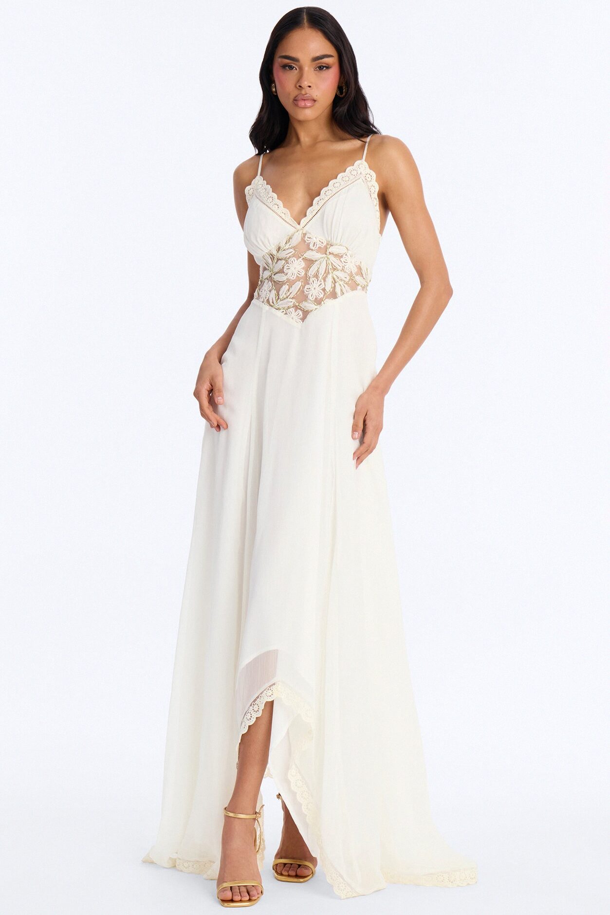 Amela Chiffon Maxi Dress - Cream