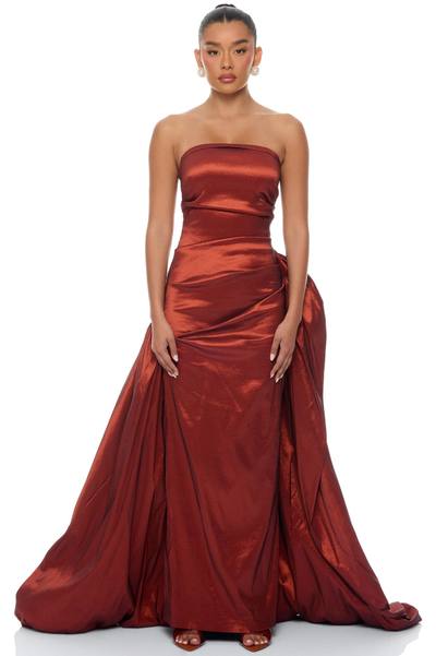 Evelina Bubble Taffeta Gown - Rust