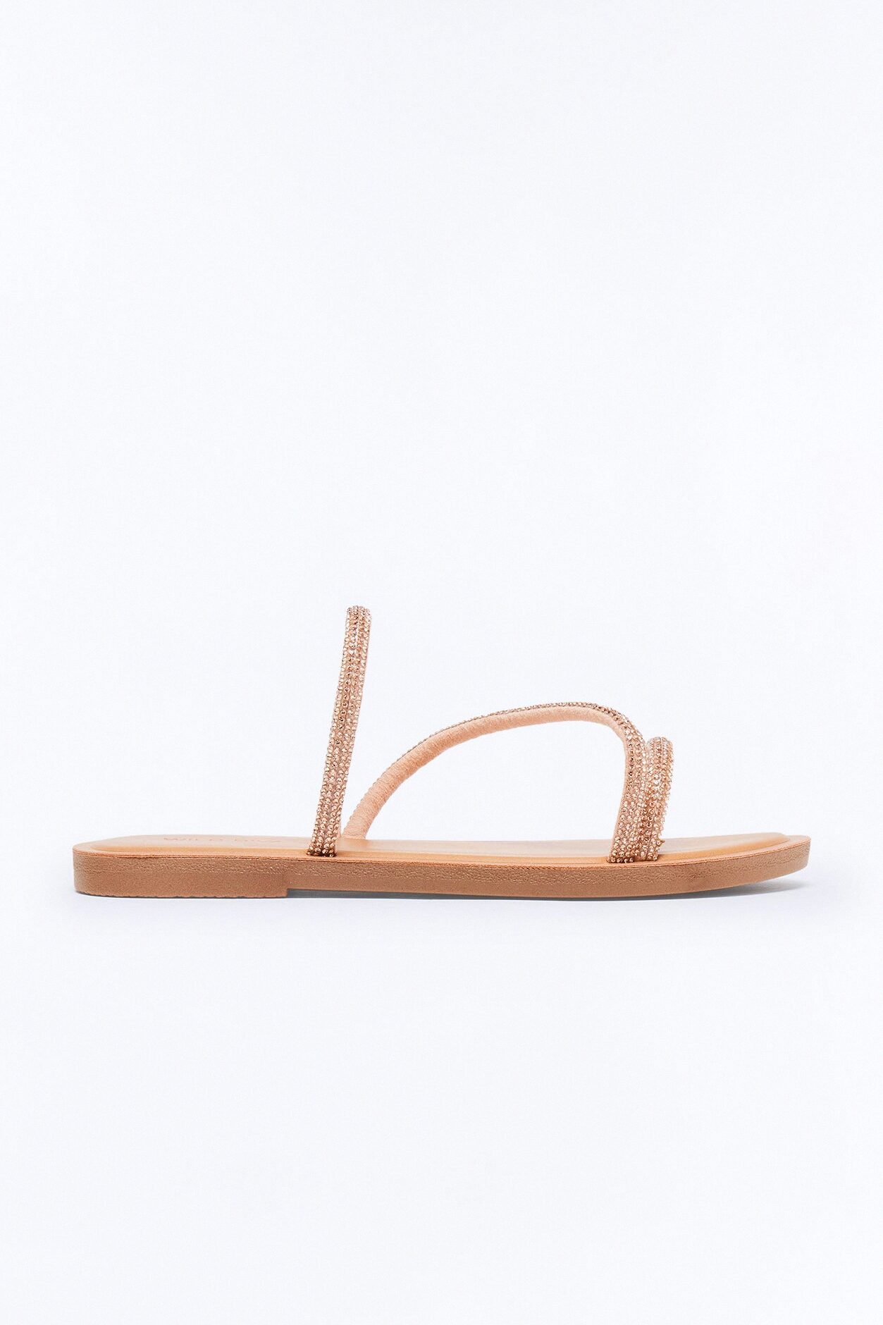 Idella Rhinestone Trim Sandals - RoseGold