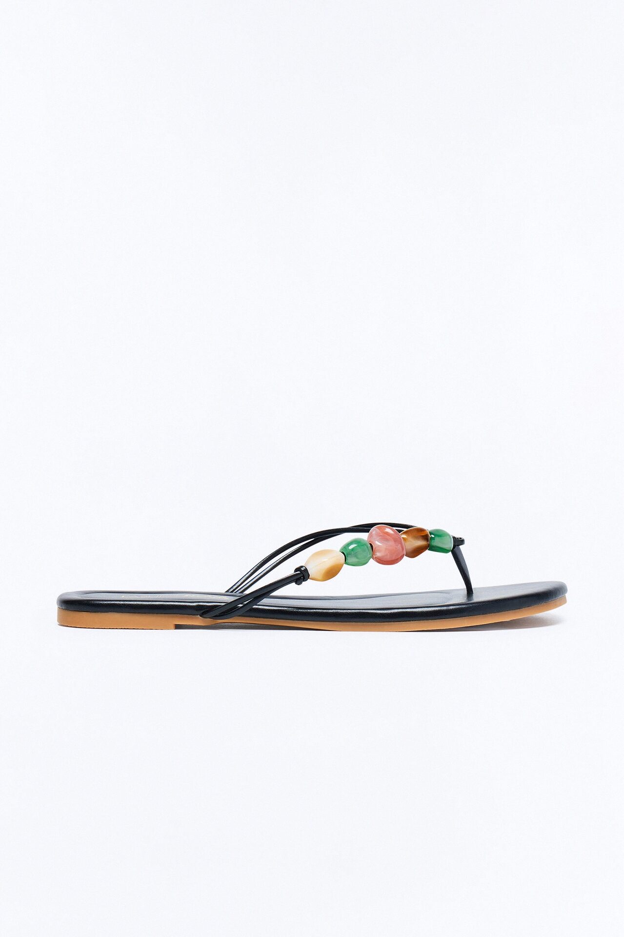 Bella Stone Flip Flop Sandals - Black