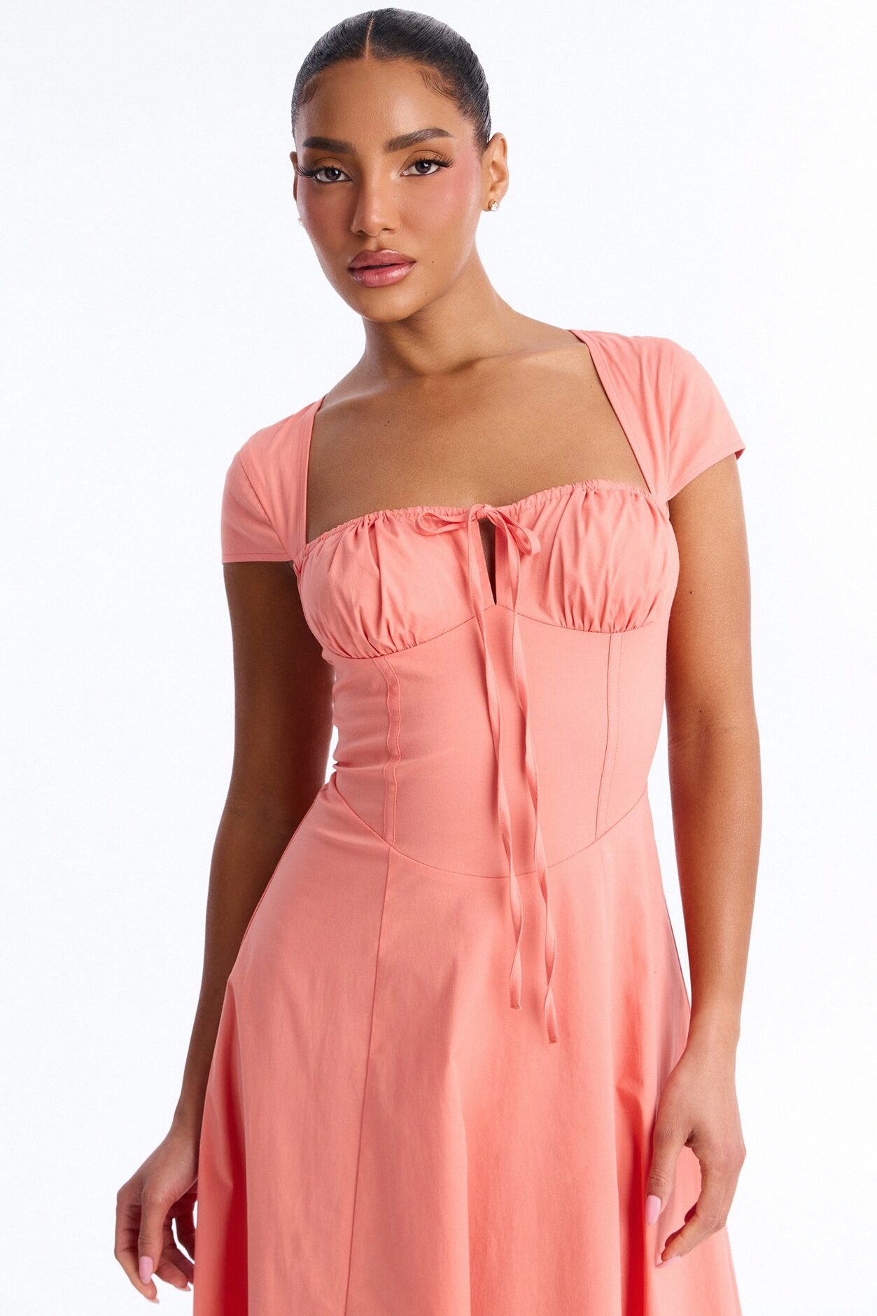 Juniper Cap Sleeve Midi Dress - Coral