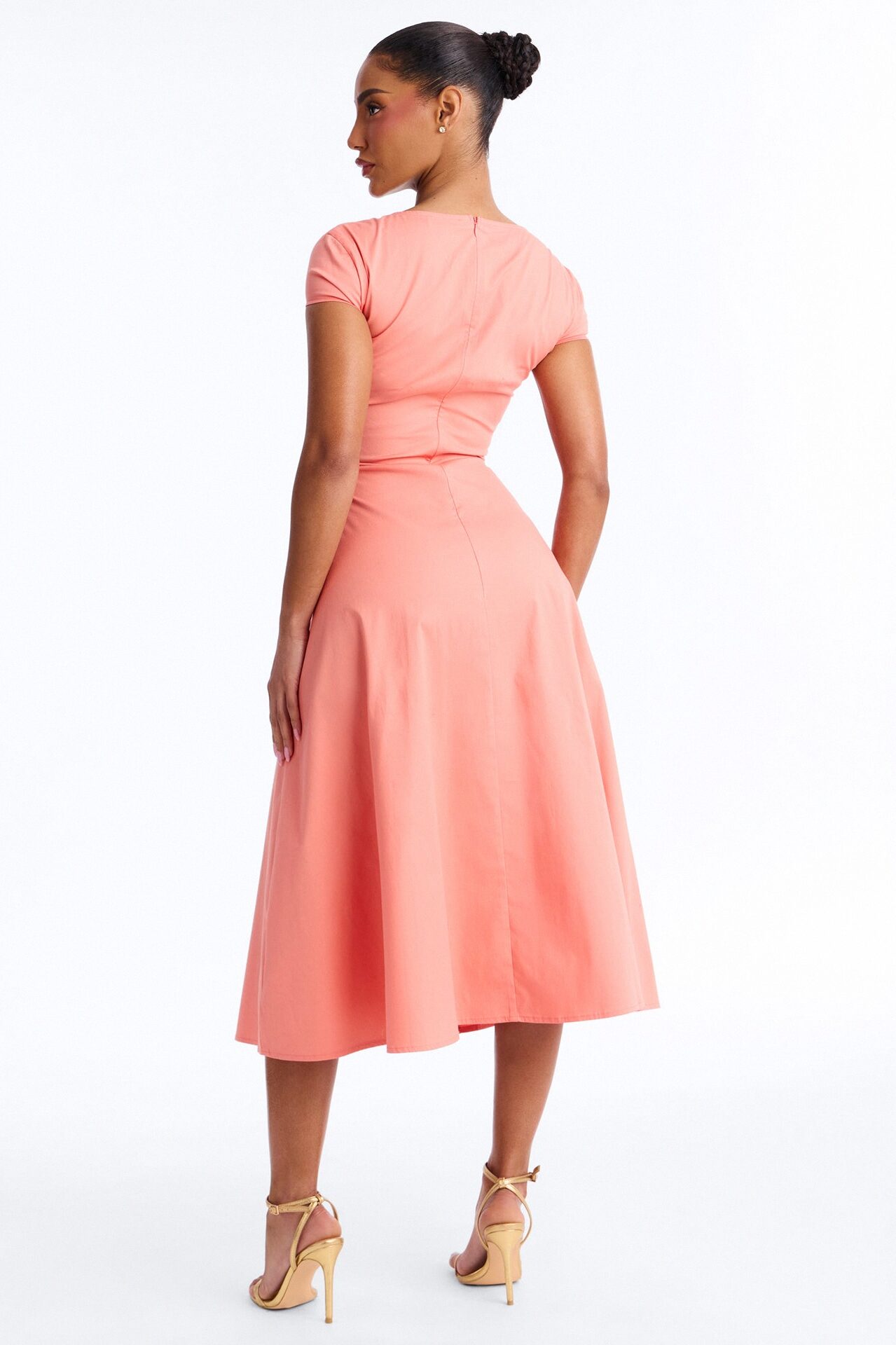 Juniper Cap Sleeve Midi Dress - Coral