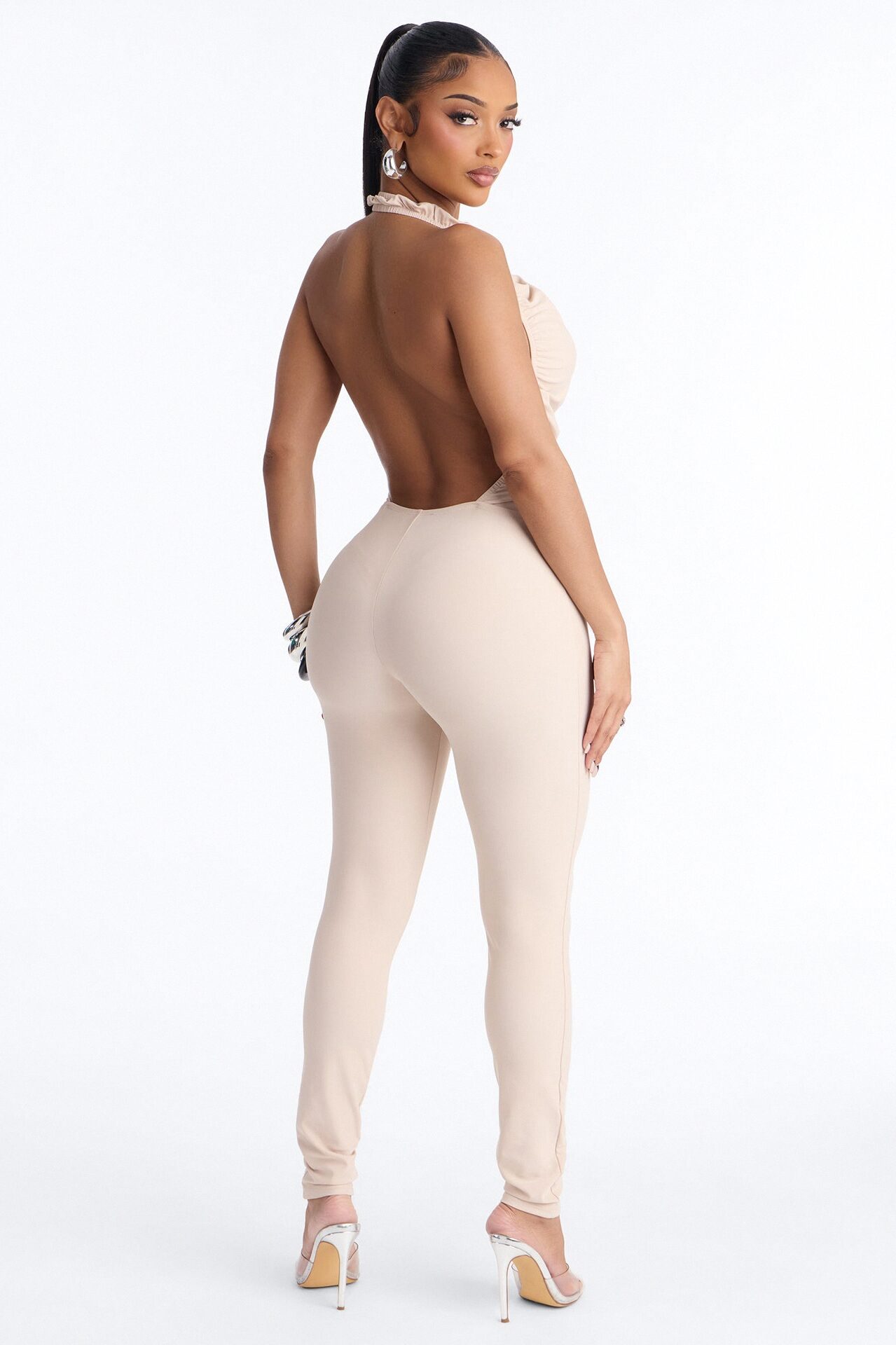 Kenna Plunge Backless Catsuit - Stone