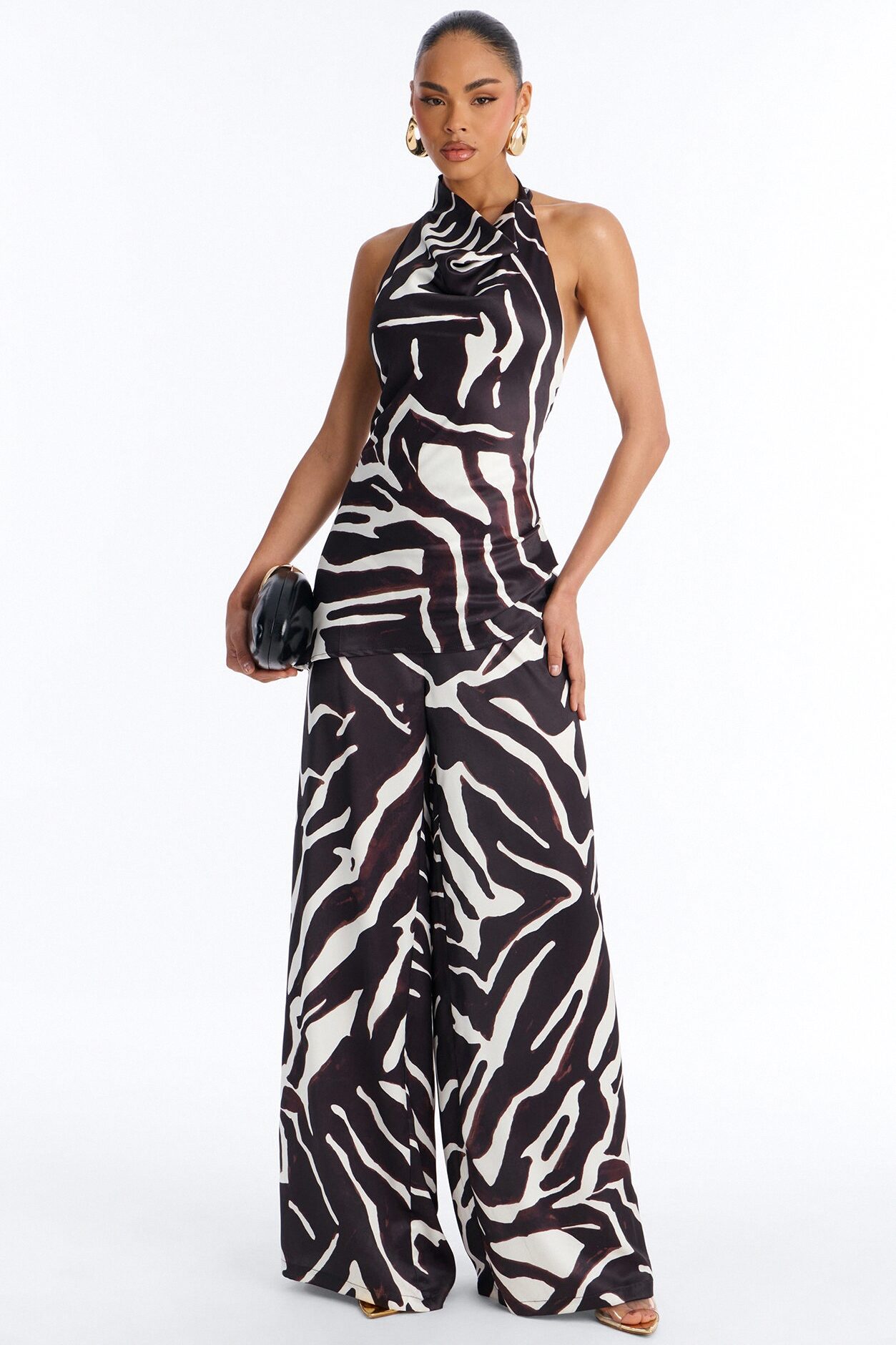Mali Zebra Wide Leg Jumpsuit - Brown