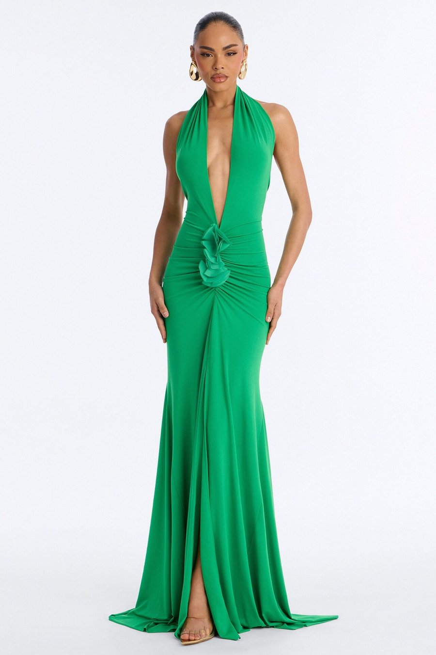 Shayna Halter Backless Maxi Dress - Green