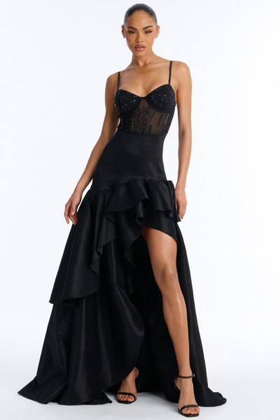 Blurred Memories Embellished Maxi Gown - Black