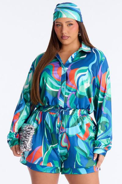 Cara Long Sleeve 2 Piece Romper Set - Green