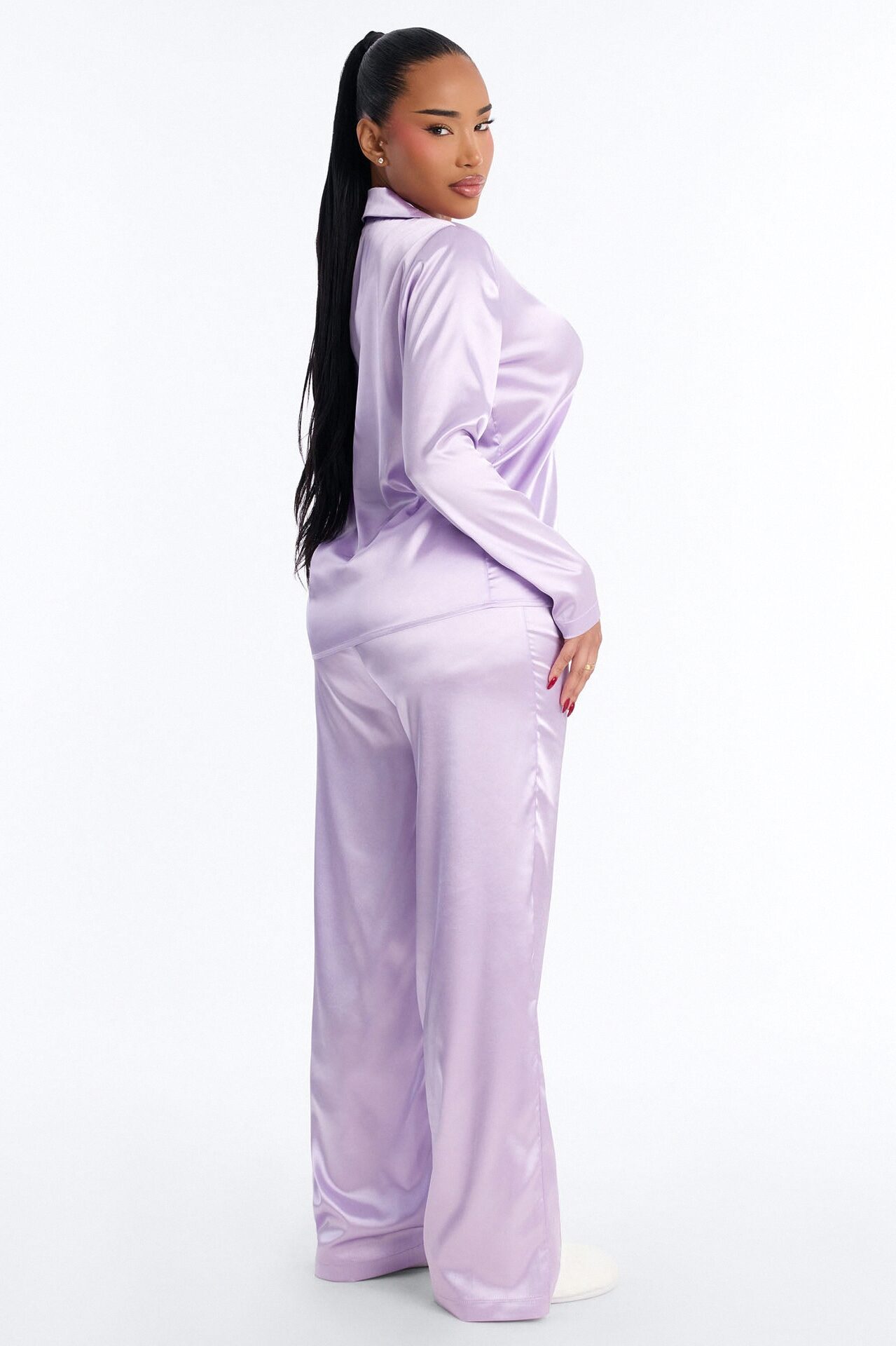 Pillow Fight Stretch Satin PJ Pant Set - Lavender