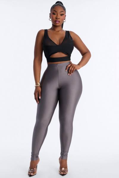 Tricot Low Rise Clean Waistband Legging - Charcoal