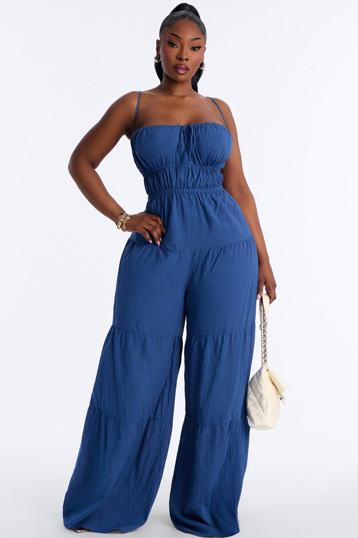 On A Getaway Wide Leg Jumpsuit - Denim
