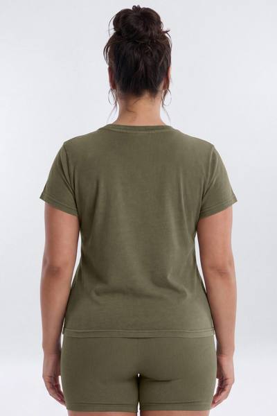 Cotton Jersey Short Sleeve T Shirt - Moss
