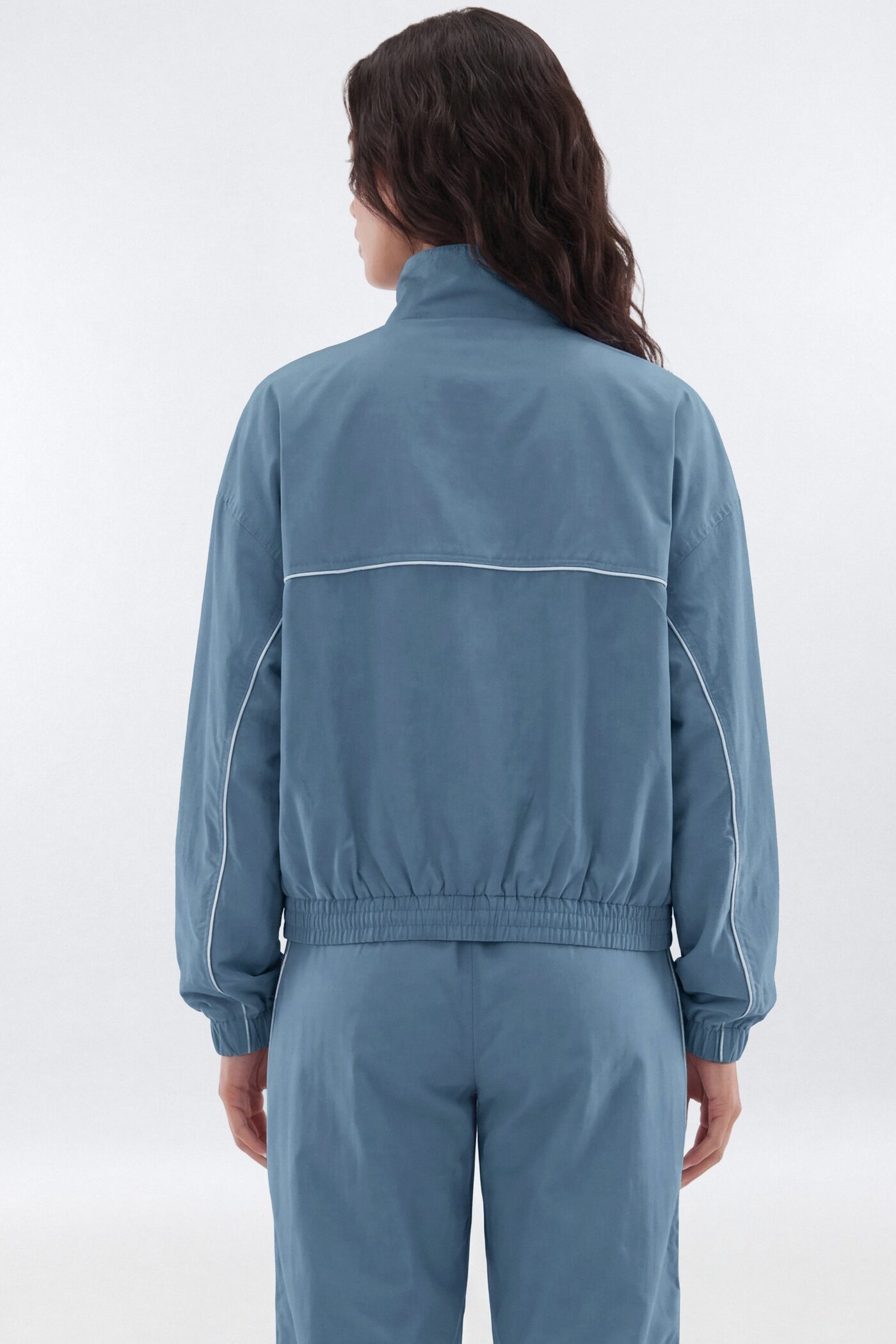 CoreNylon Mock Neck Full Zip Track Jacket - Soft Indigo