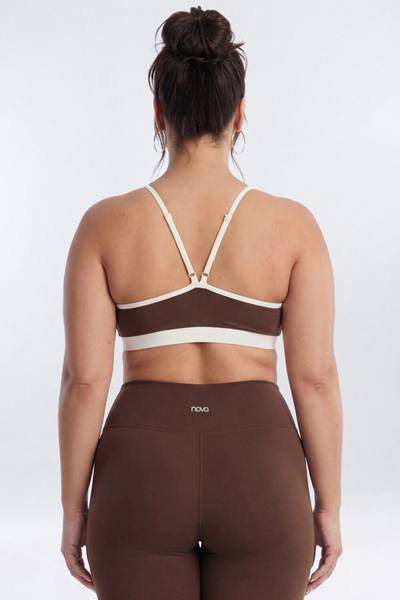 CloudForm™ V Front Contrast Sports Bra - Brown